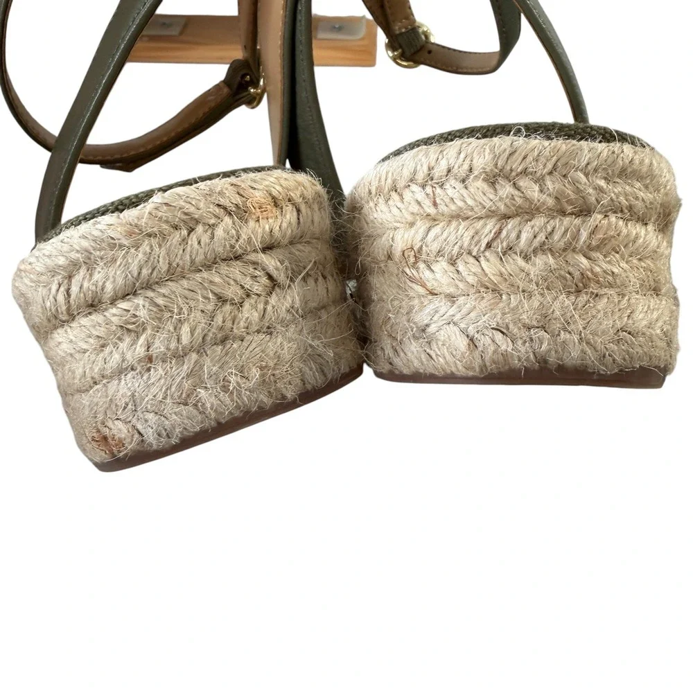 Talbots Womens Pamela‎ Olive Green Crochet Espadrille Wedge Sandals Size 8 Shoe